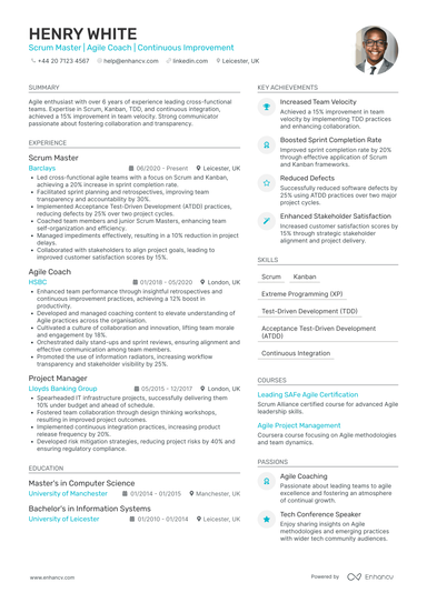 Scrum Master CV Examples & Guide for 2026