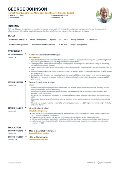 Risk Manager CV Examples & Guide for 2026