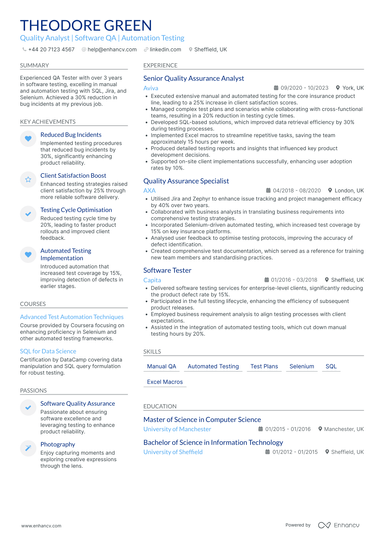 QA Tester CV Examples & Guide for 2026