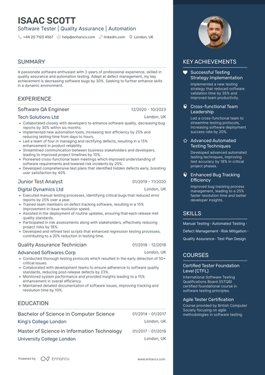 Software Tester CV Examples & Guide for 2026