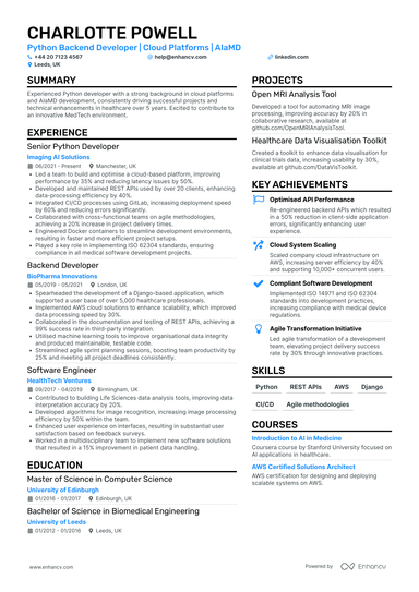 Python Developer CV Examples & Guide for 2025