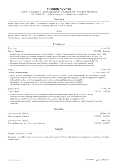 Python Developer CV Examples & Guide for 2025