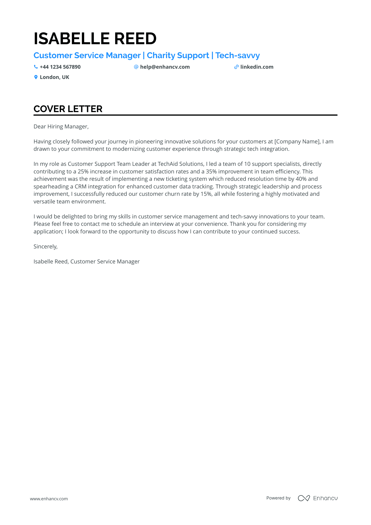 Customer Success Manager cover letter