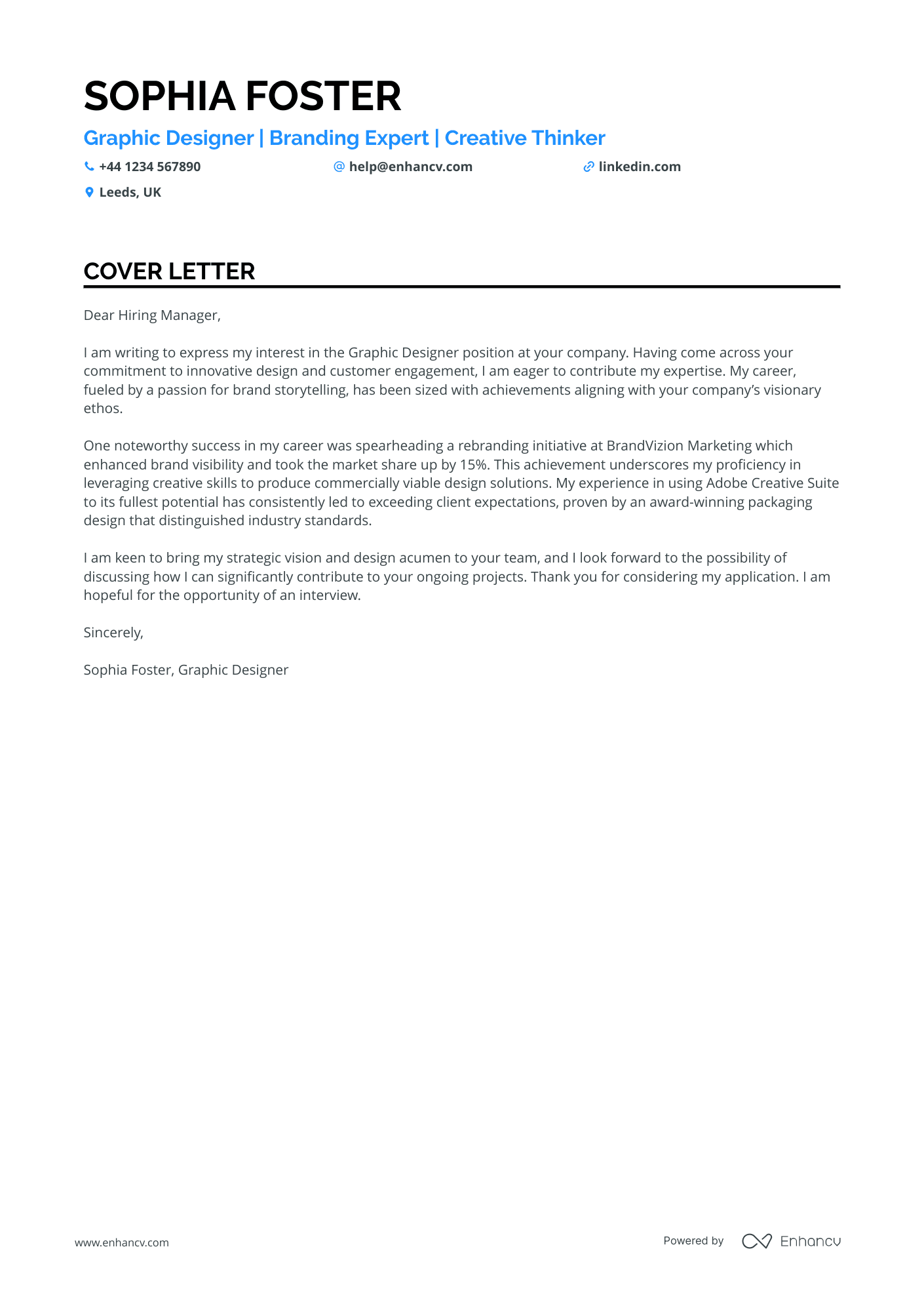 Graphic Design cover letter