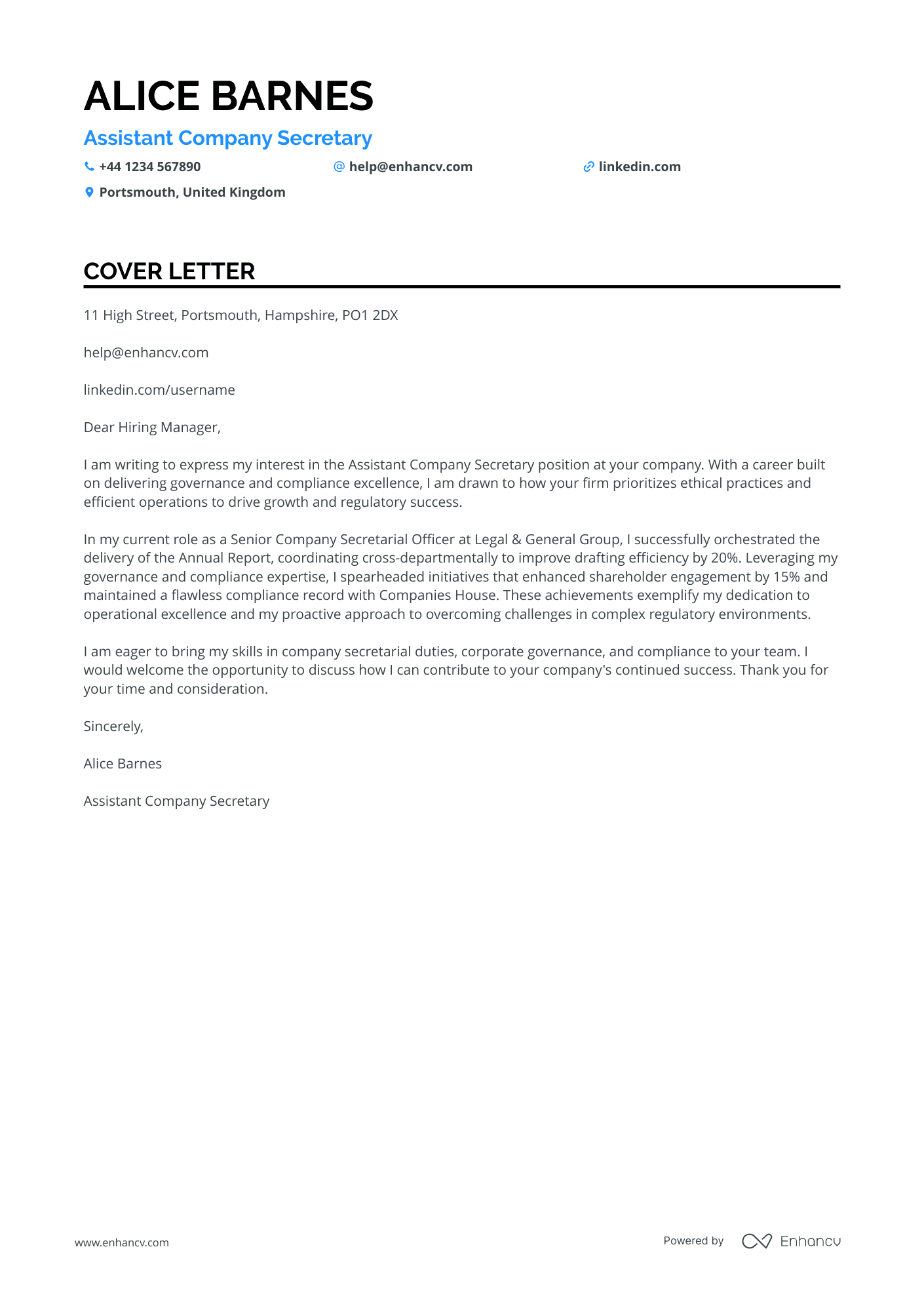 Secretary cover letter