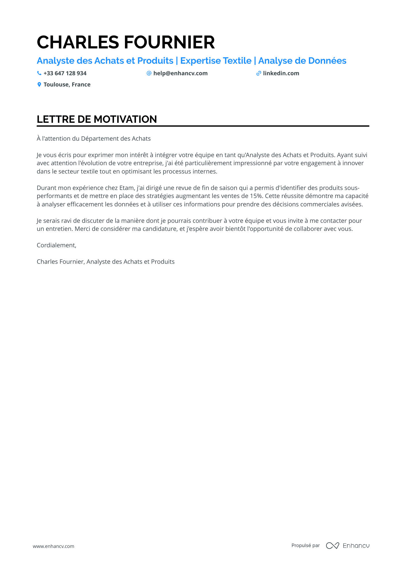 Vendeuse Lettre de motivation
