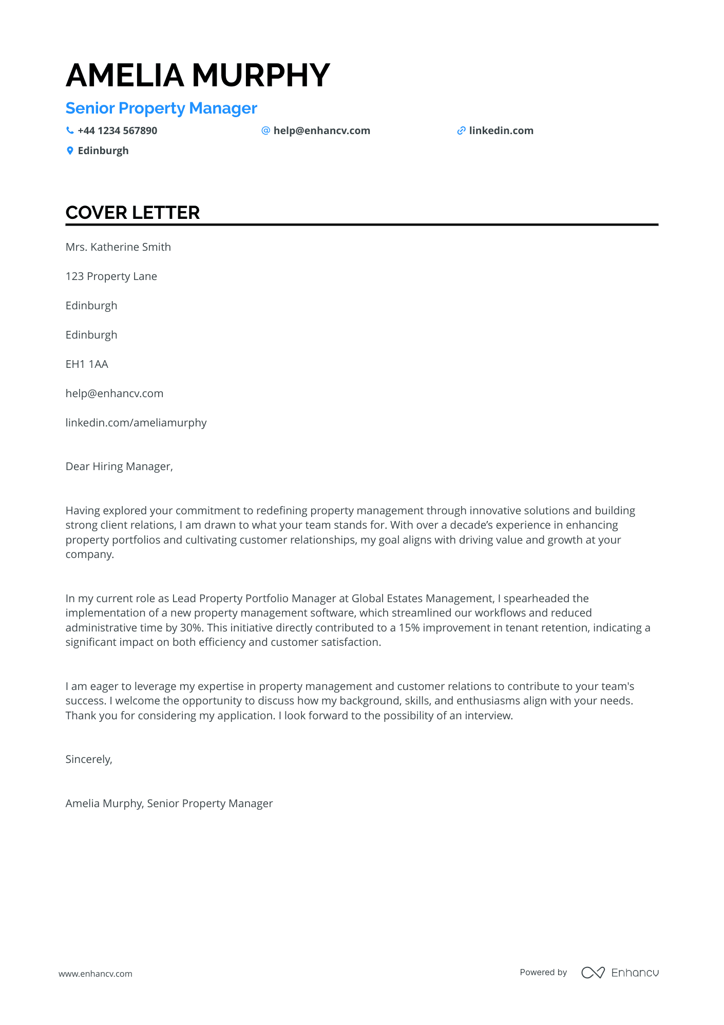 Property Manager cover letter