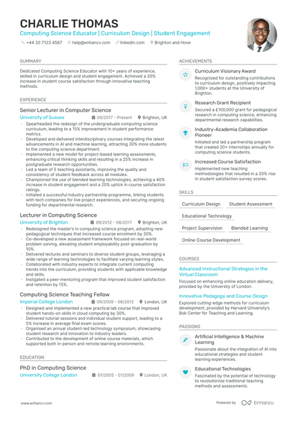 Lecturer CV Examples & Guide for 2025