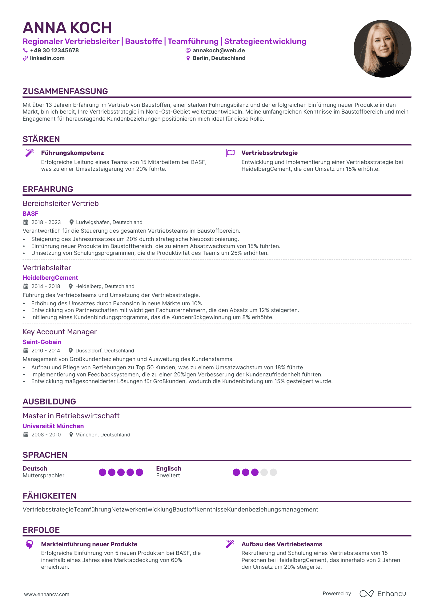 Verkäufer resume example