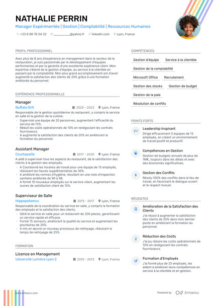 Management resume example