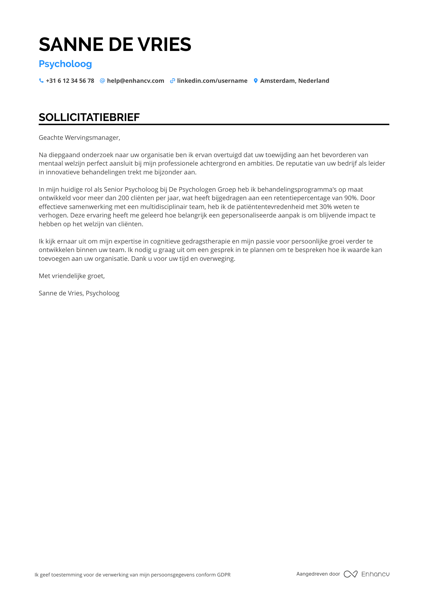 Psycholoog Motivatiebrief