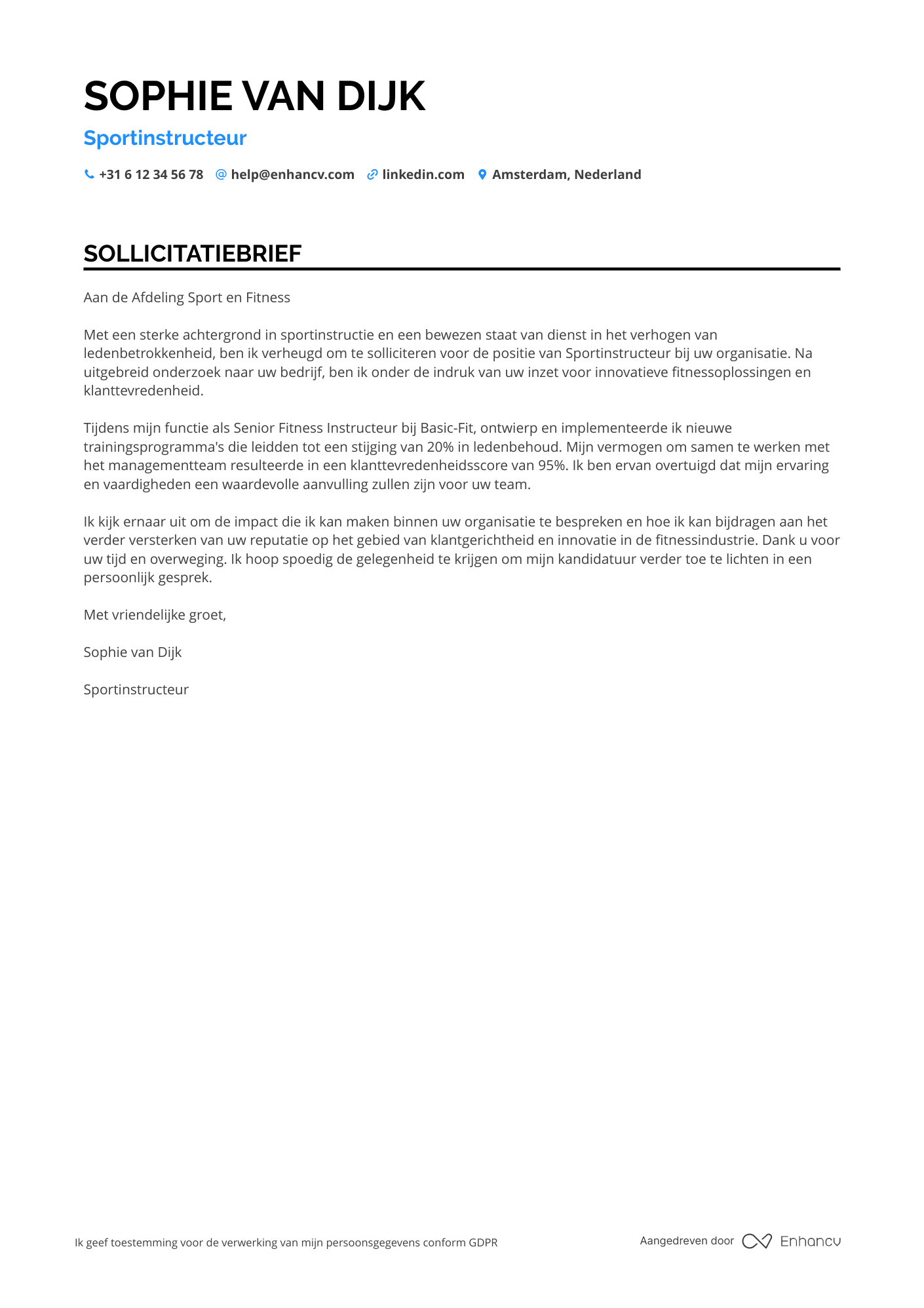 Sport Motivatiebrief