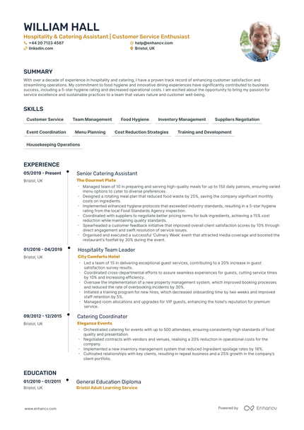 Hospitality CV Examples & Guide for 2025