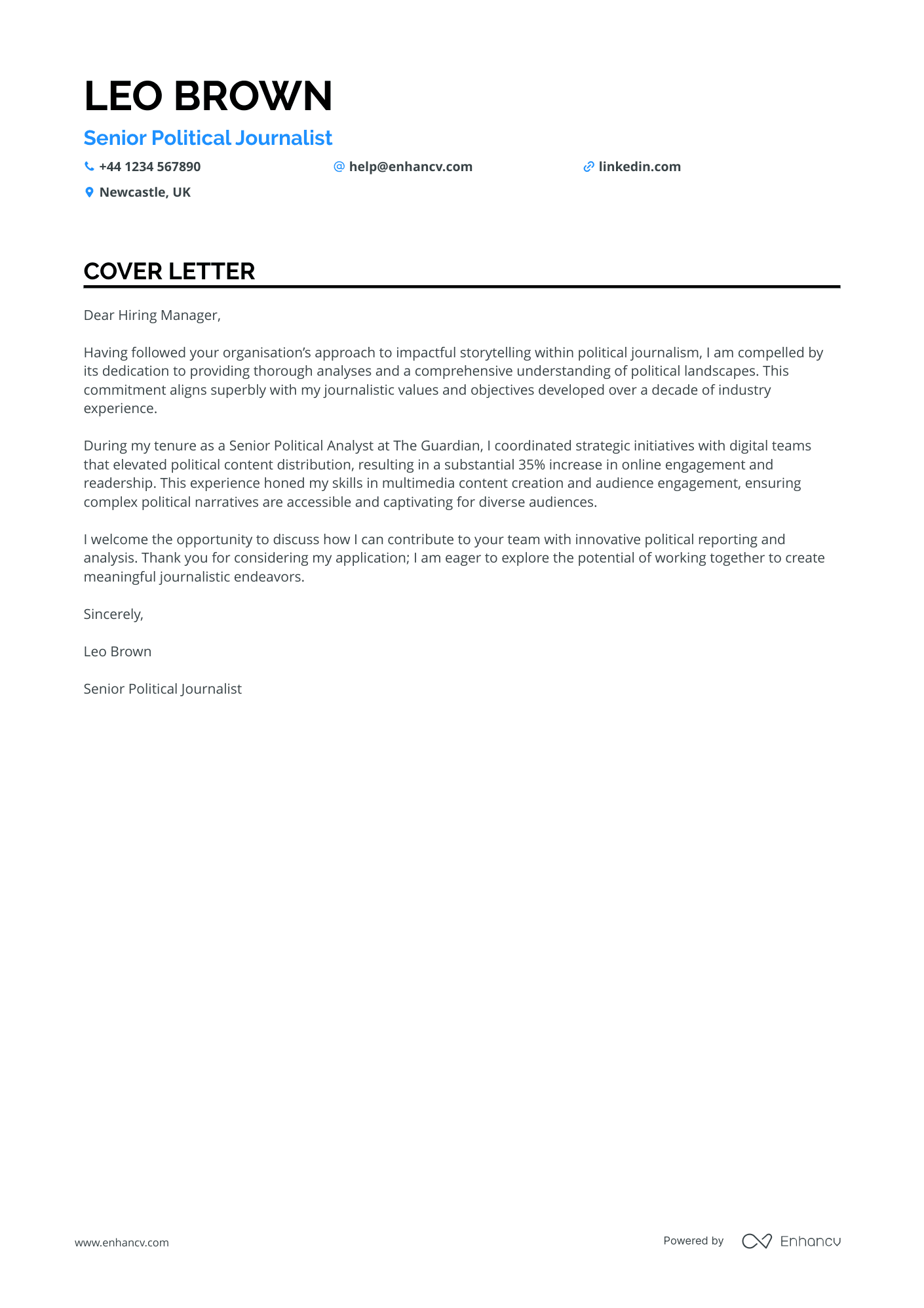 Journalist cover letter