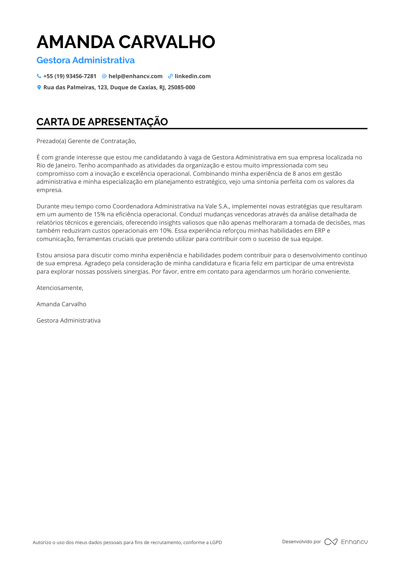 Diretor Carta de apresentação