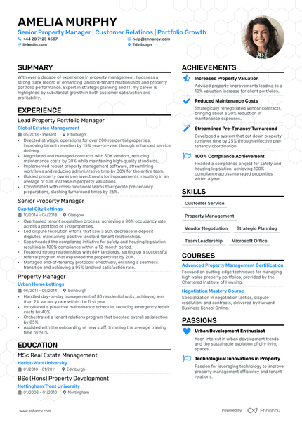 Property Manager cv example