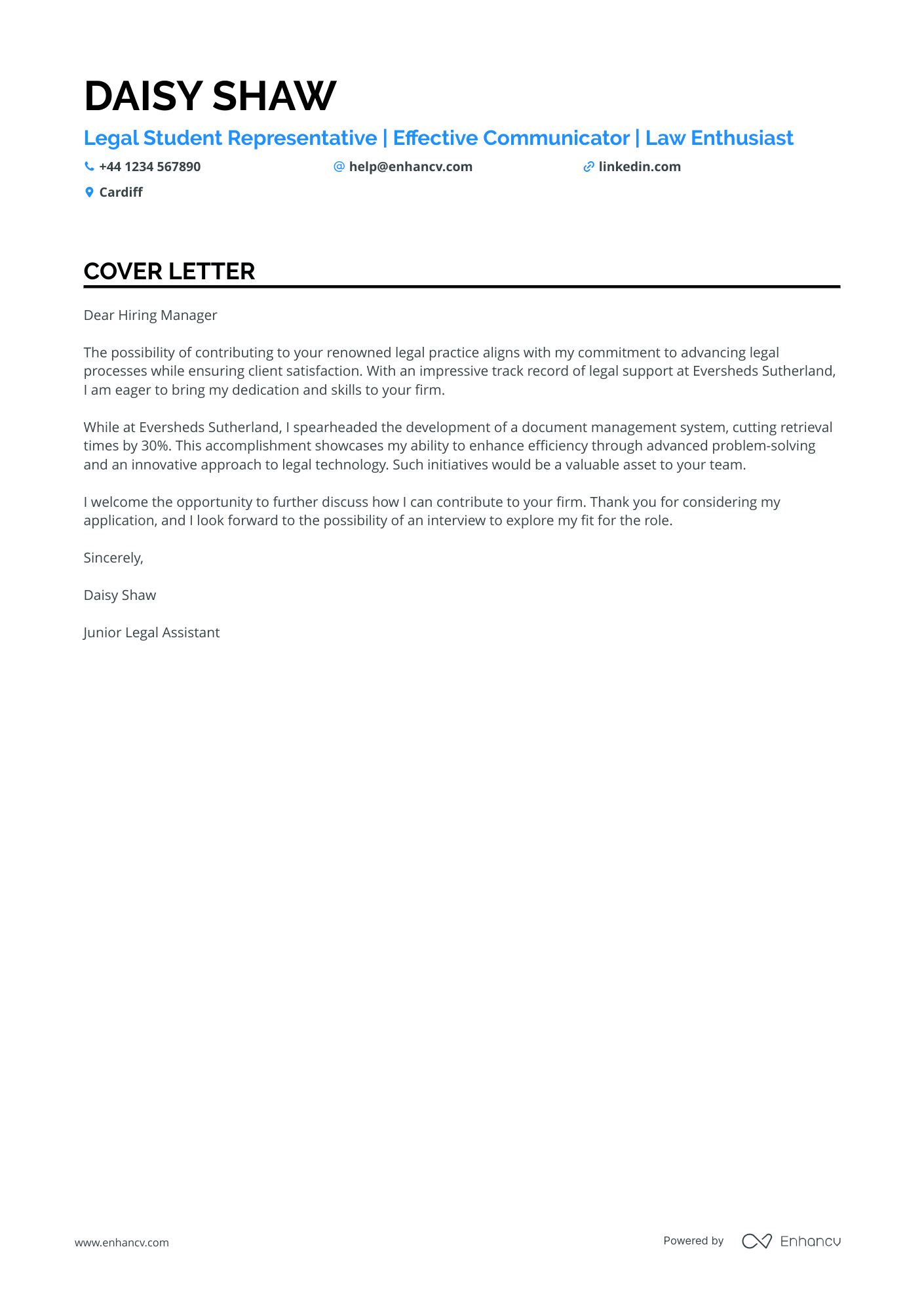 Student Ambassador cover letter