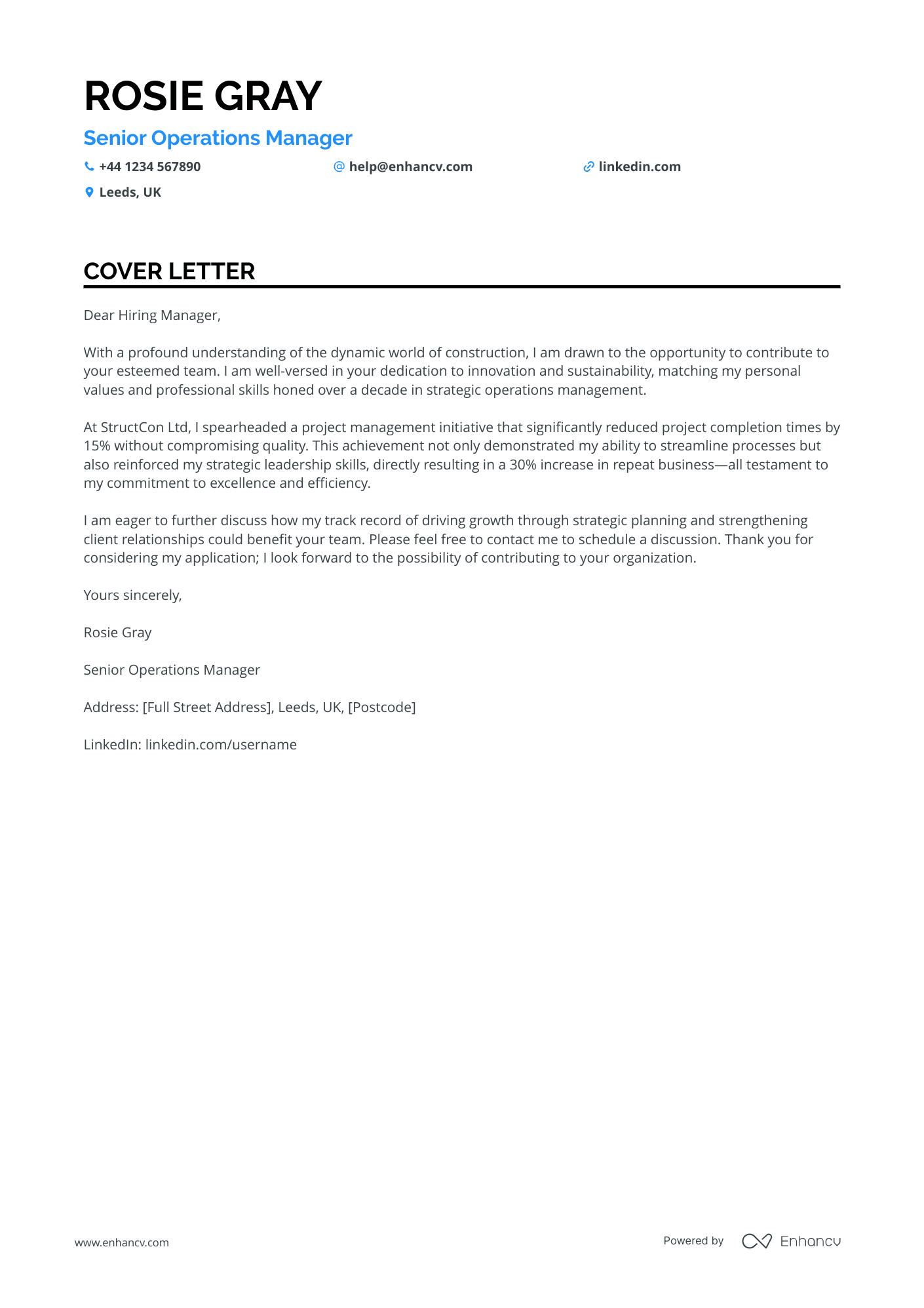 Director Of Operations cover letter