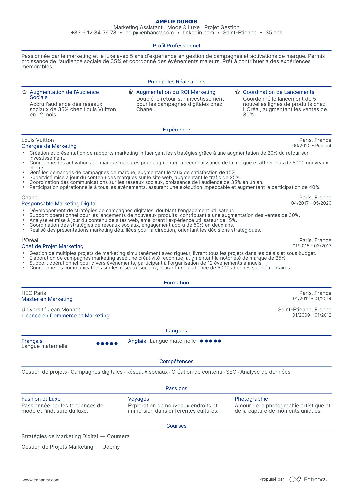 Marketing resume example