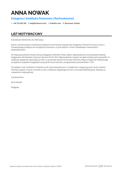 Księgowy List motywacyjny