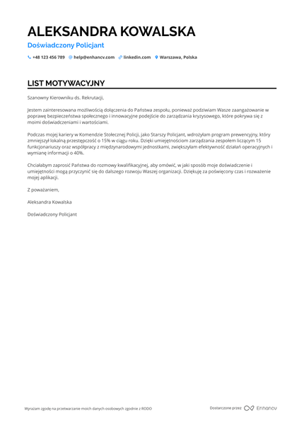 Policjant List motywacyjny