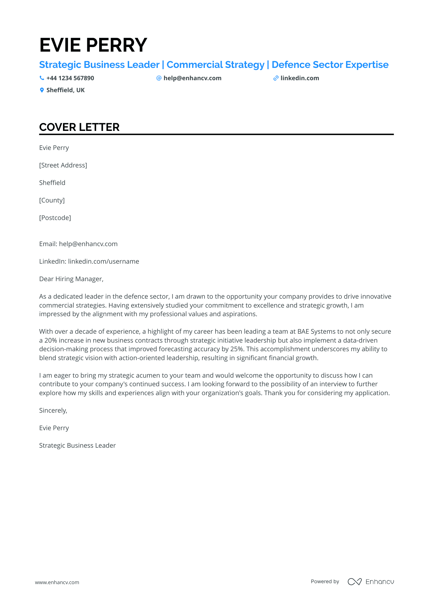 Commercial Director cover letter