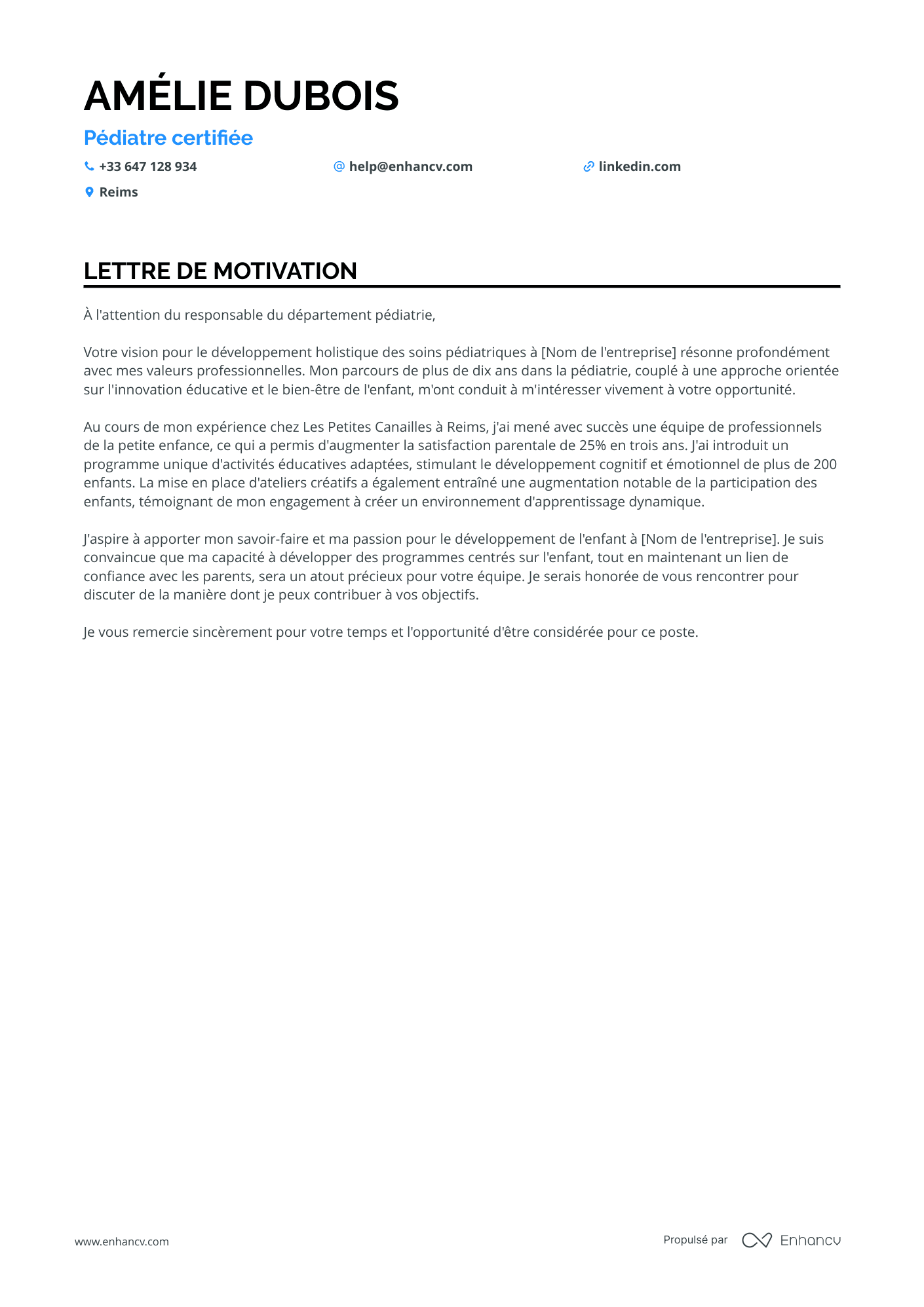 Infirmière Lettre de motivation