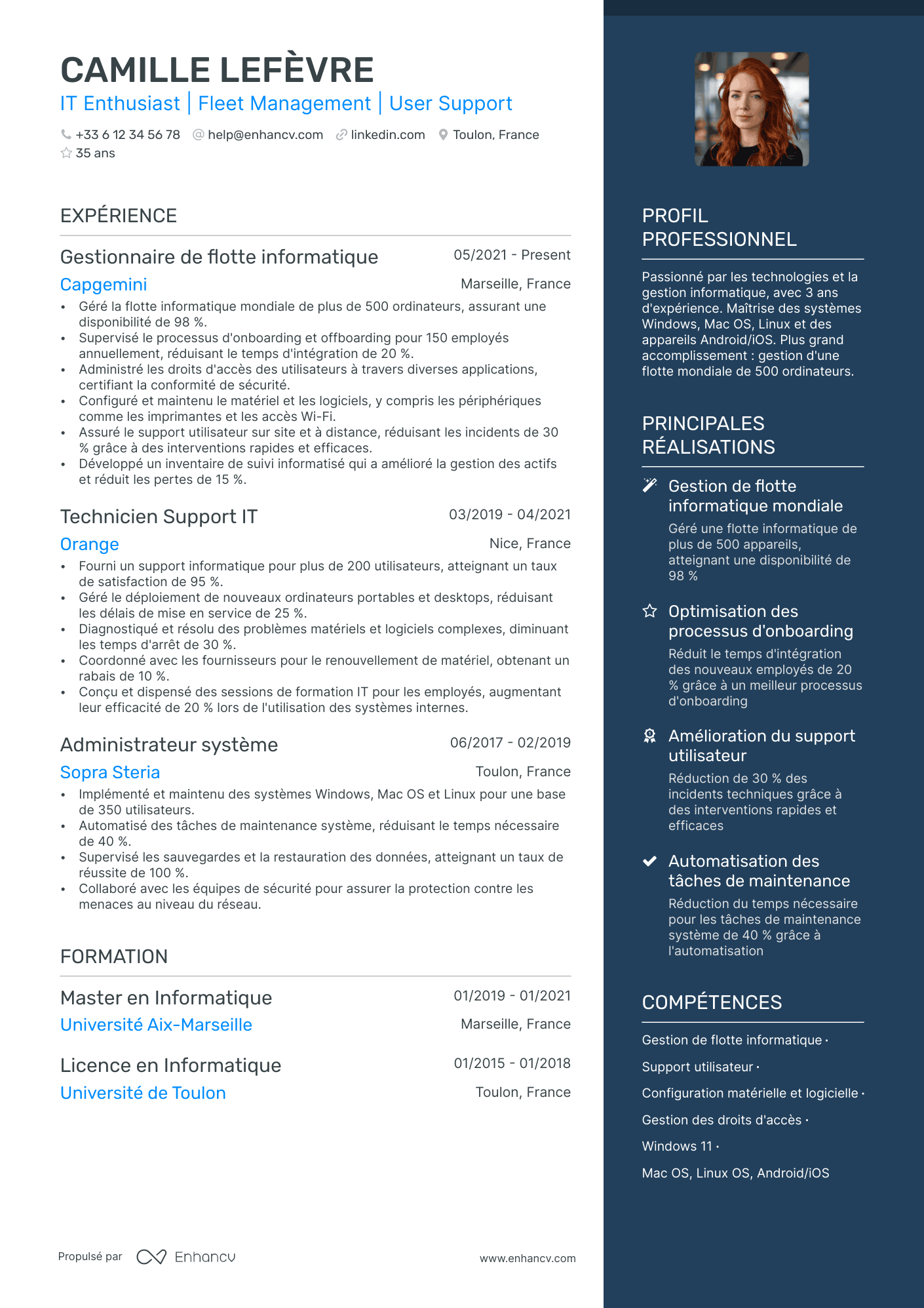 Support Informatique resume example