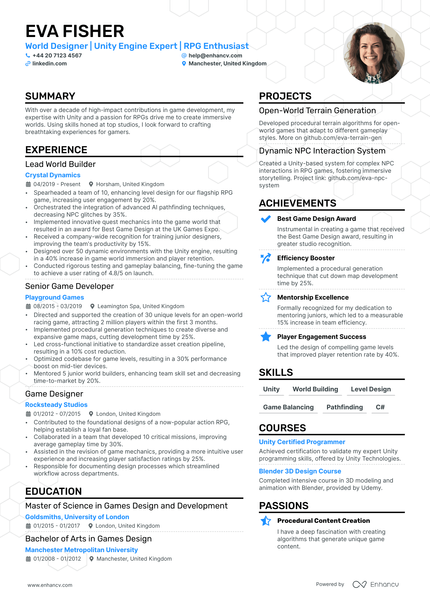 Game Developer CV Examples & Guide for 2024