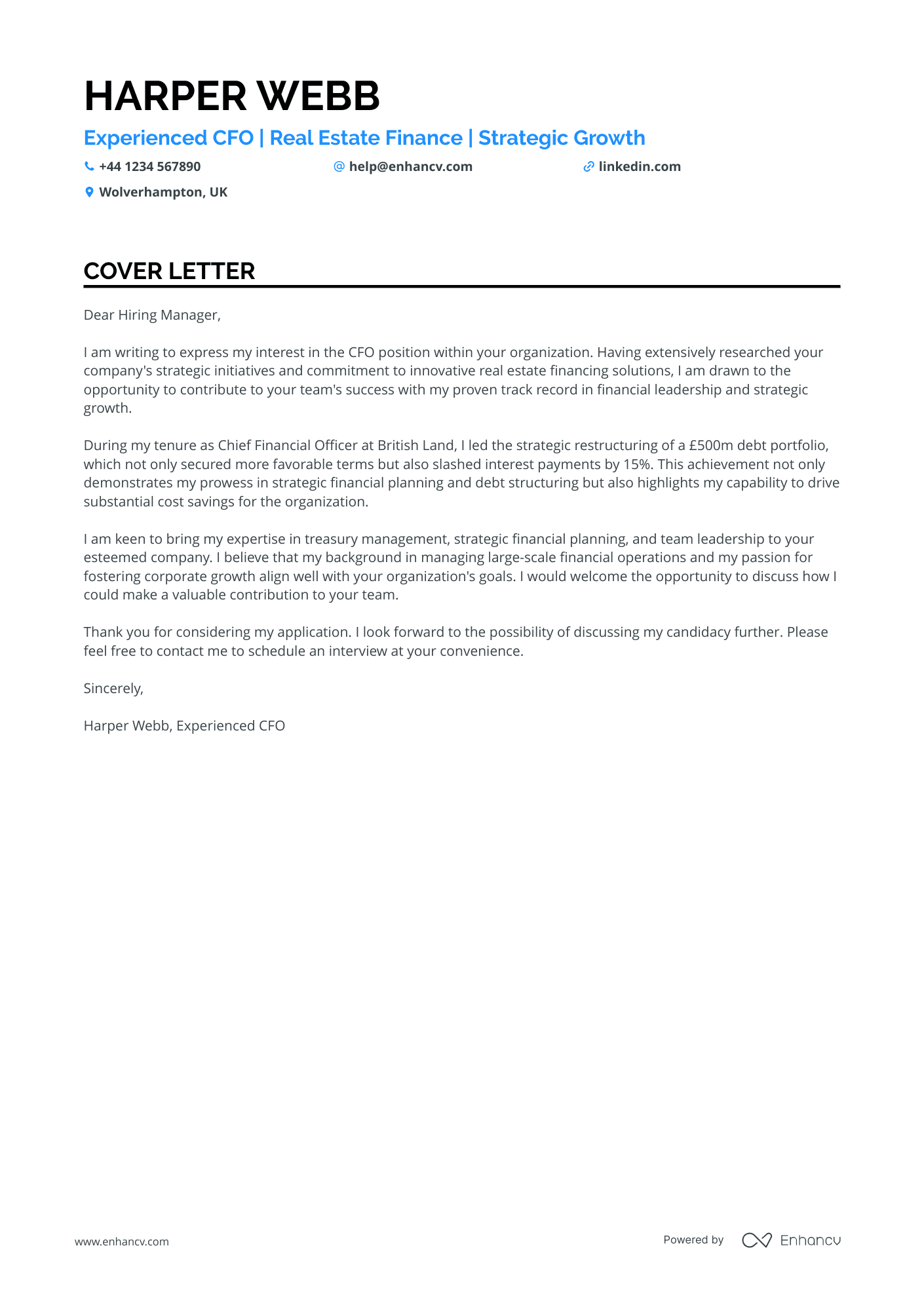 CFO cover letter