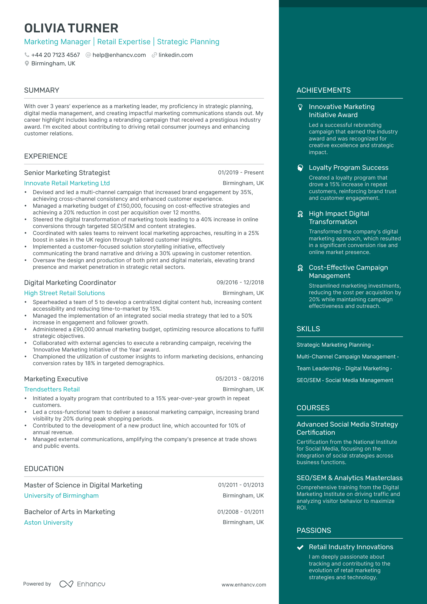 Creative Marketing CV Examples & Guide for 2025