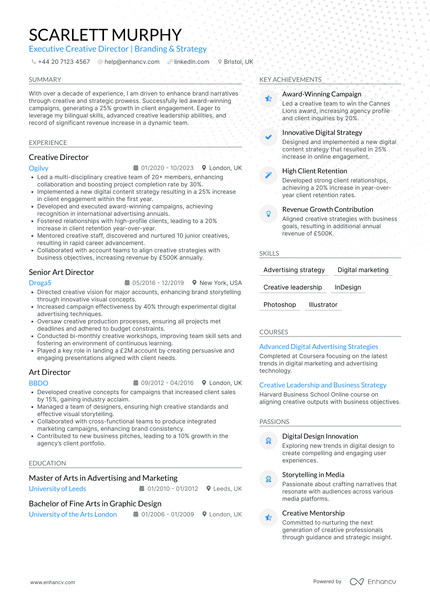 Creative Director CV Examples & Guide for 2026
