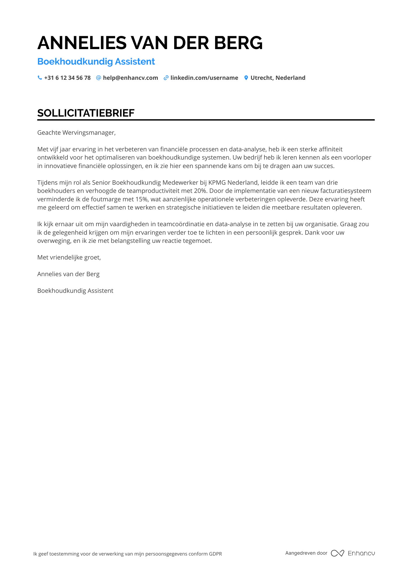 Boekhoudkundig Assistent Motivatiebrief