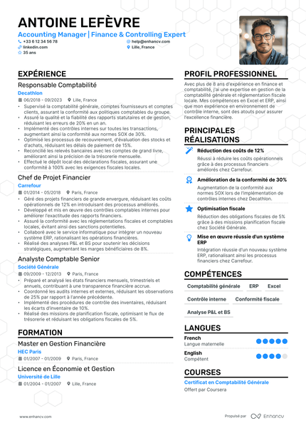 Comptable resume example