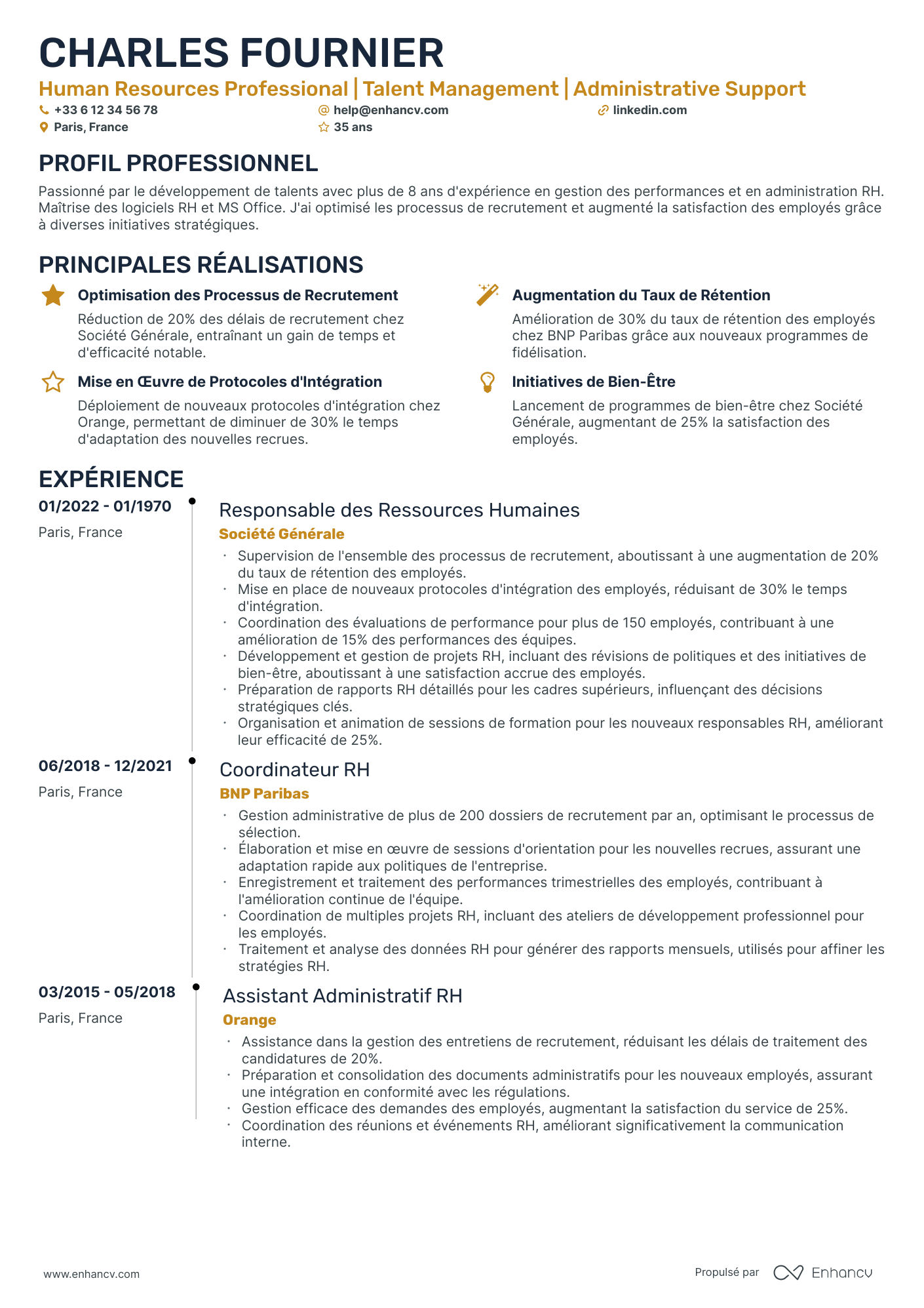 Adjoint RH resume example