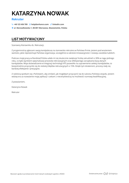 Rekruter List motywacyjny