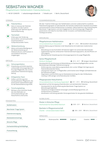 Krankenpfleger resume example