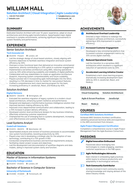 Solutions Architect cv example