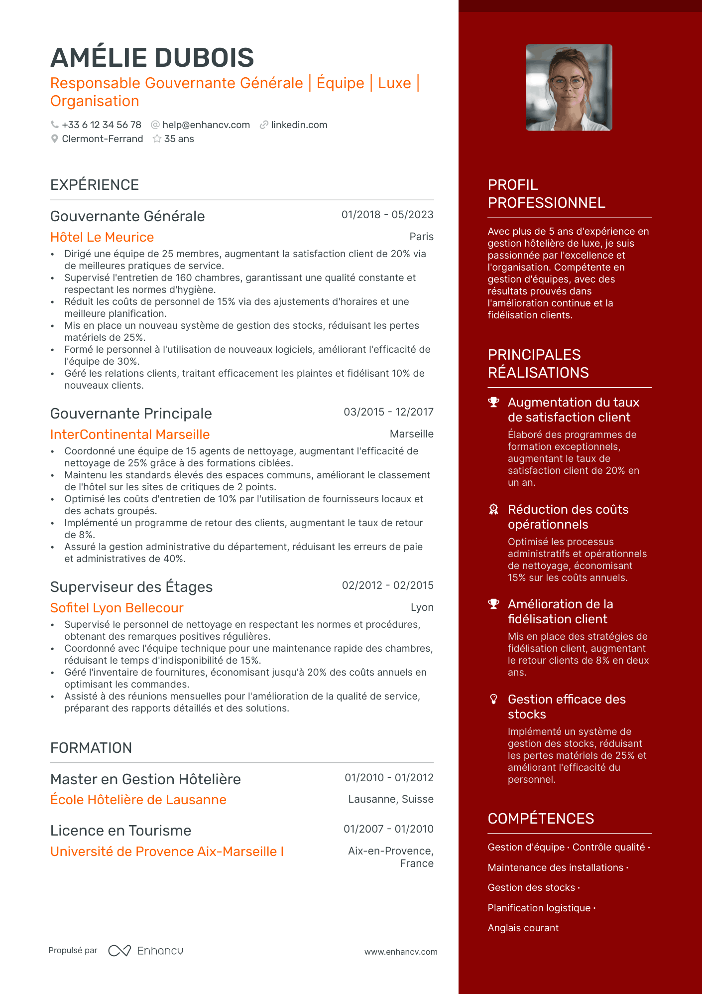 Manager Général resume example