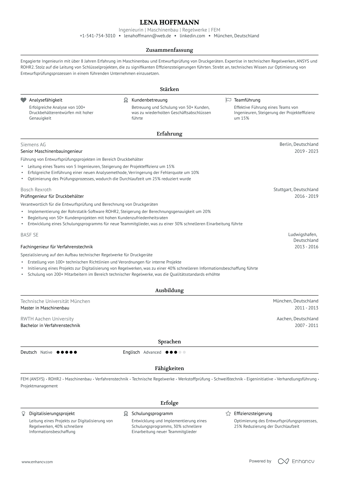 Ingenieur resume example