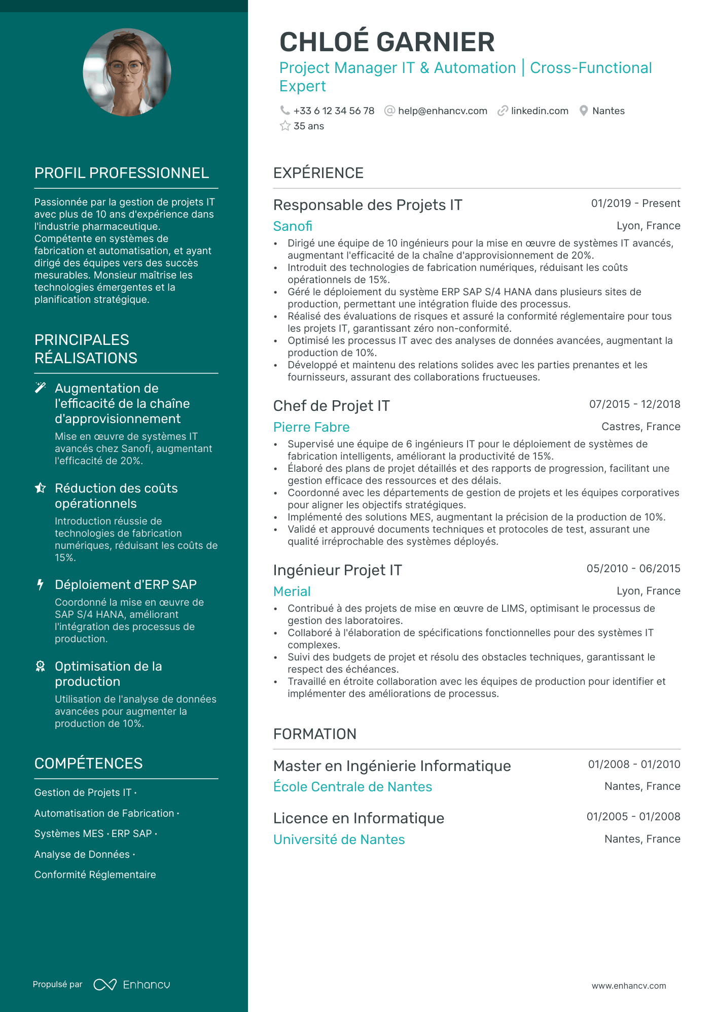 Chef de Projet IT resume example