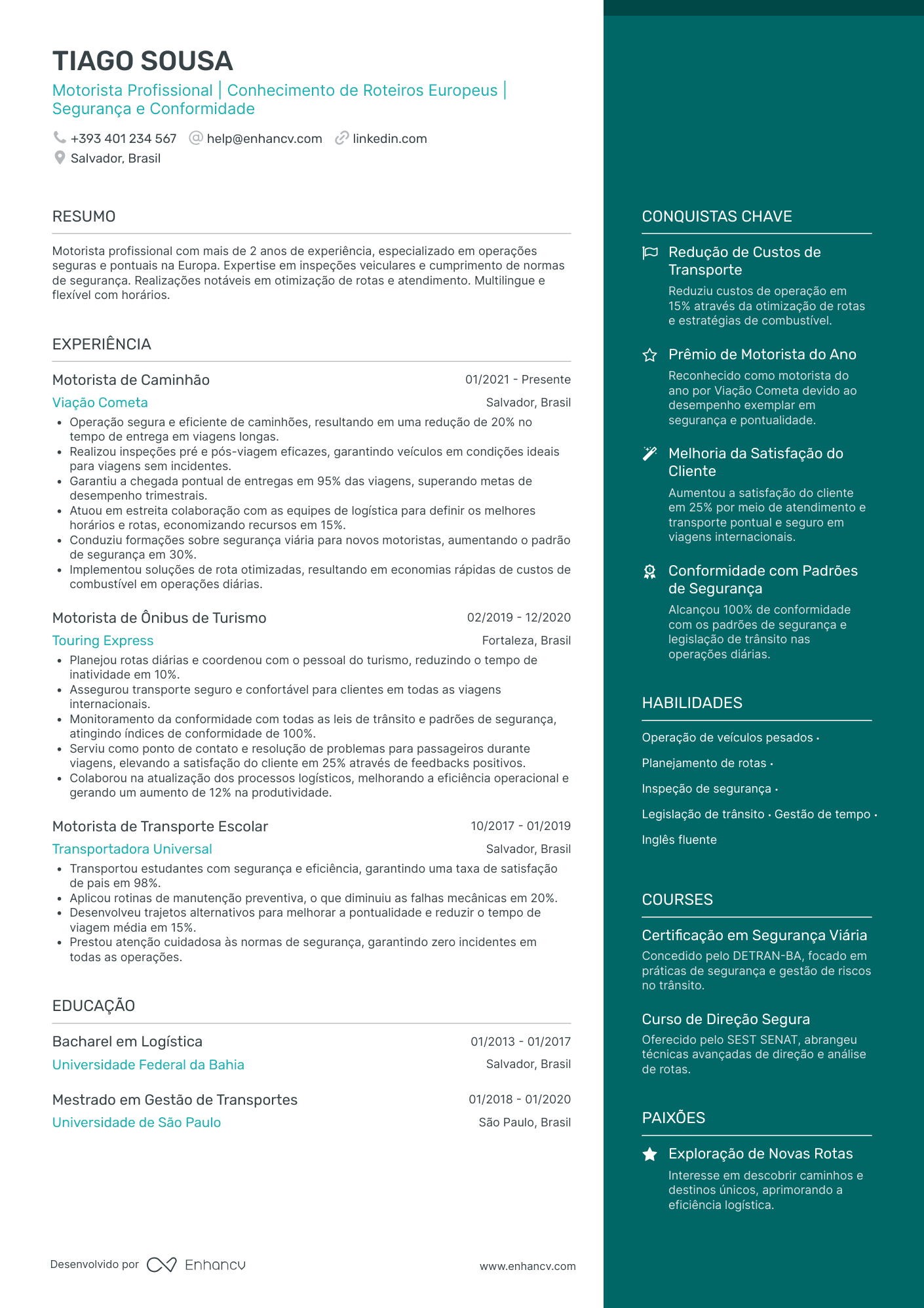 15 Exemplos de Currículo para Motorista de caminhão que Conseguiram ...