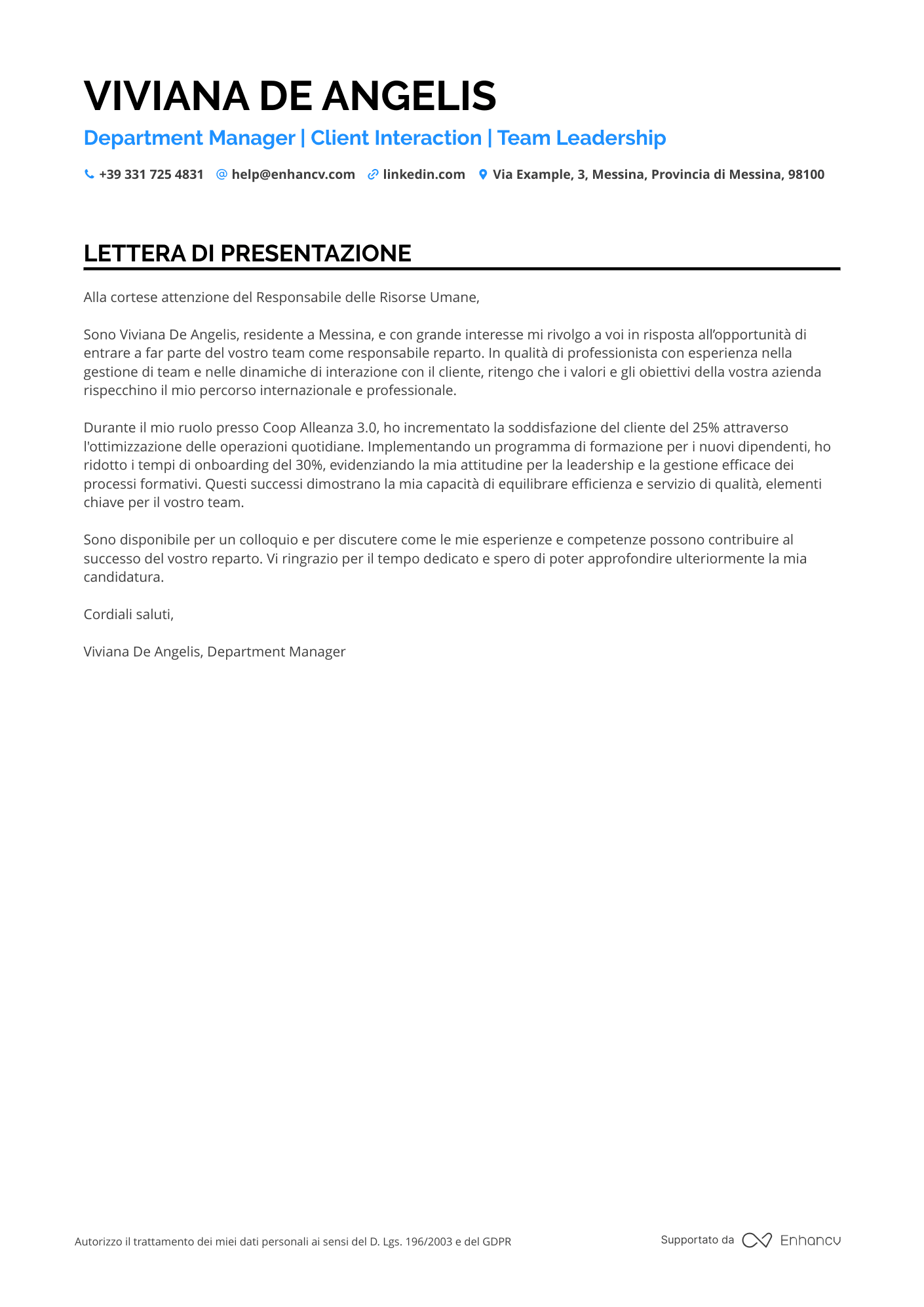 Conad Lettera di presentazione