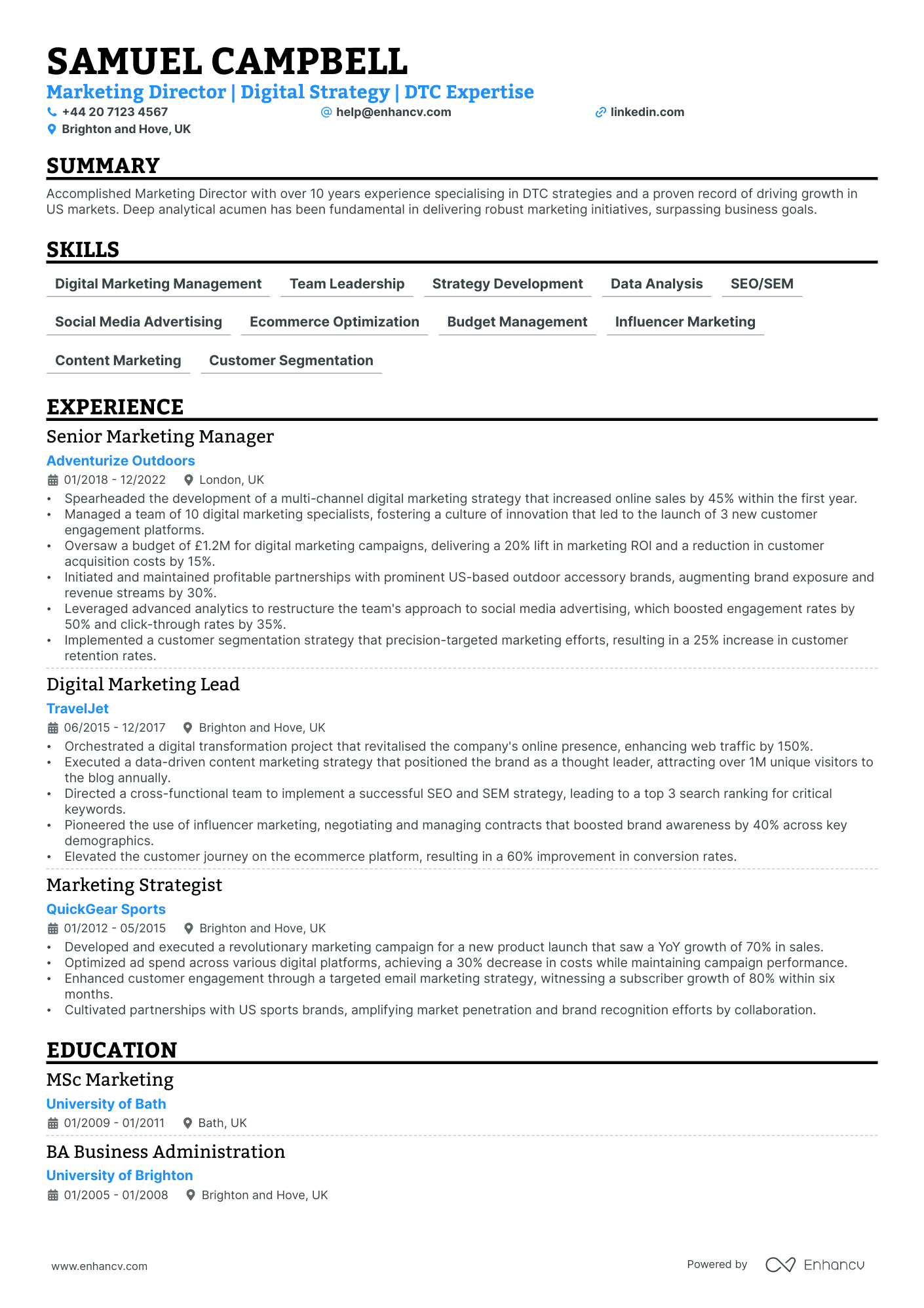 Marketing Manager CV Examples & Guide for 2025