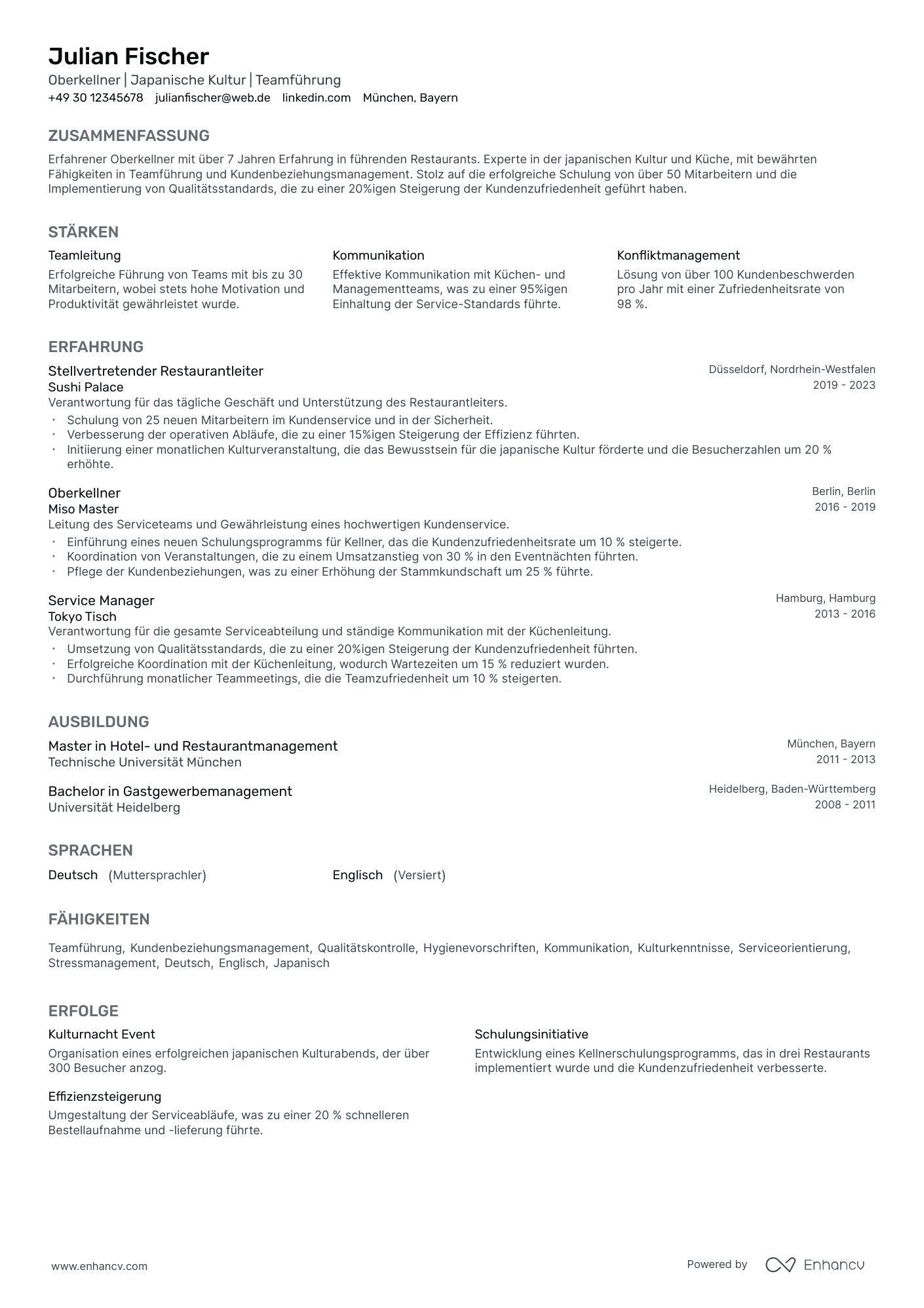 Kellner resume example