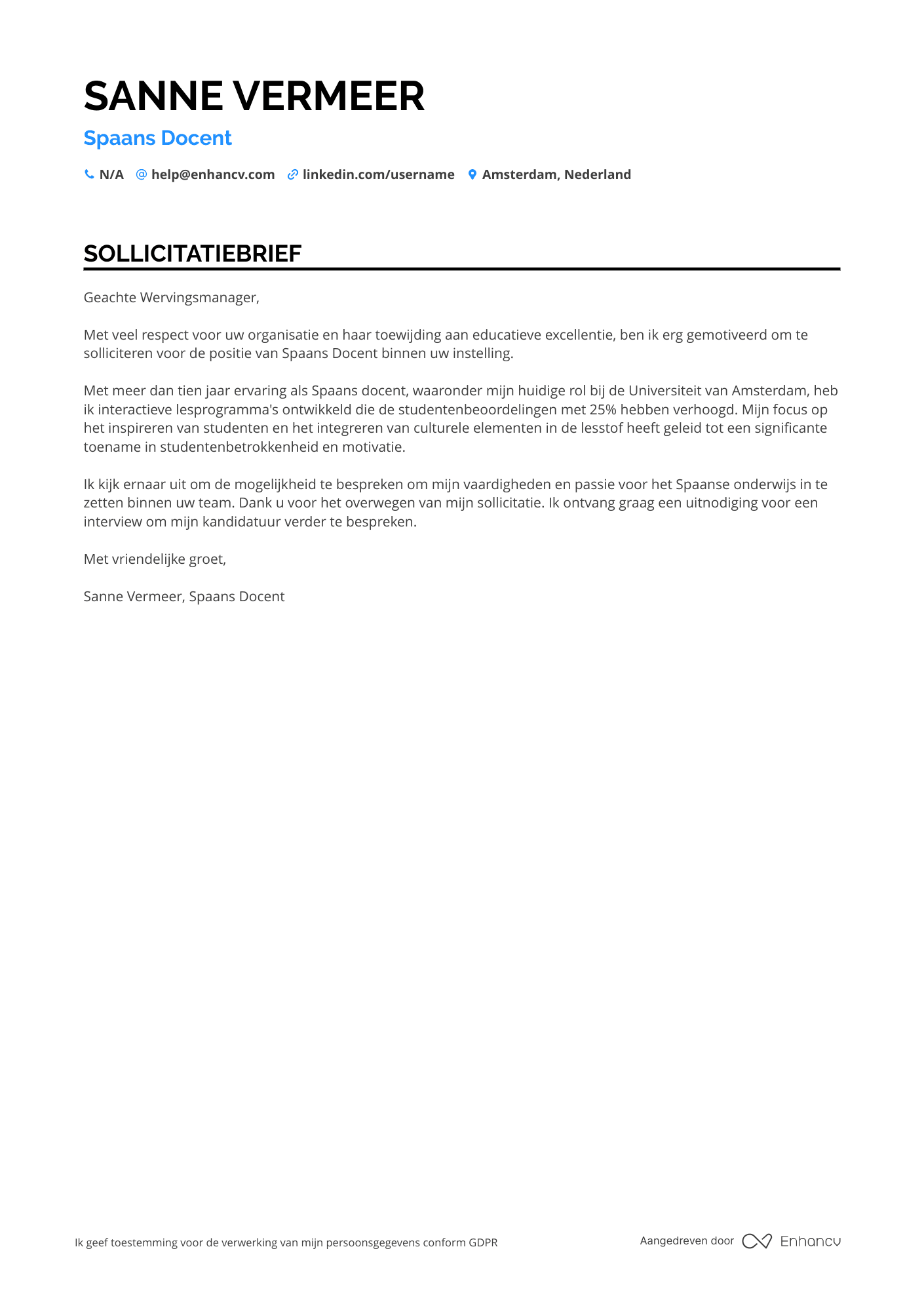Spaans Motivatiebrief