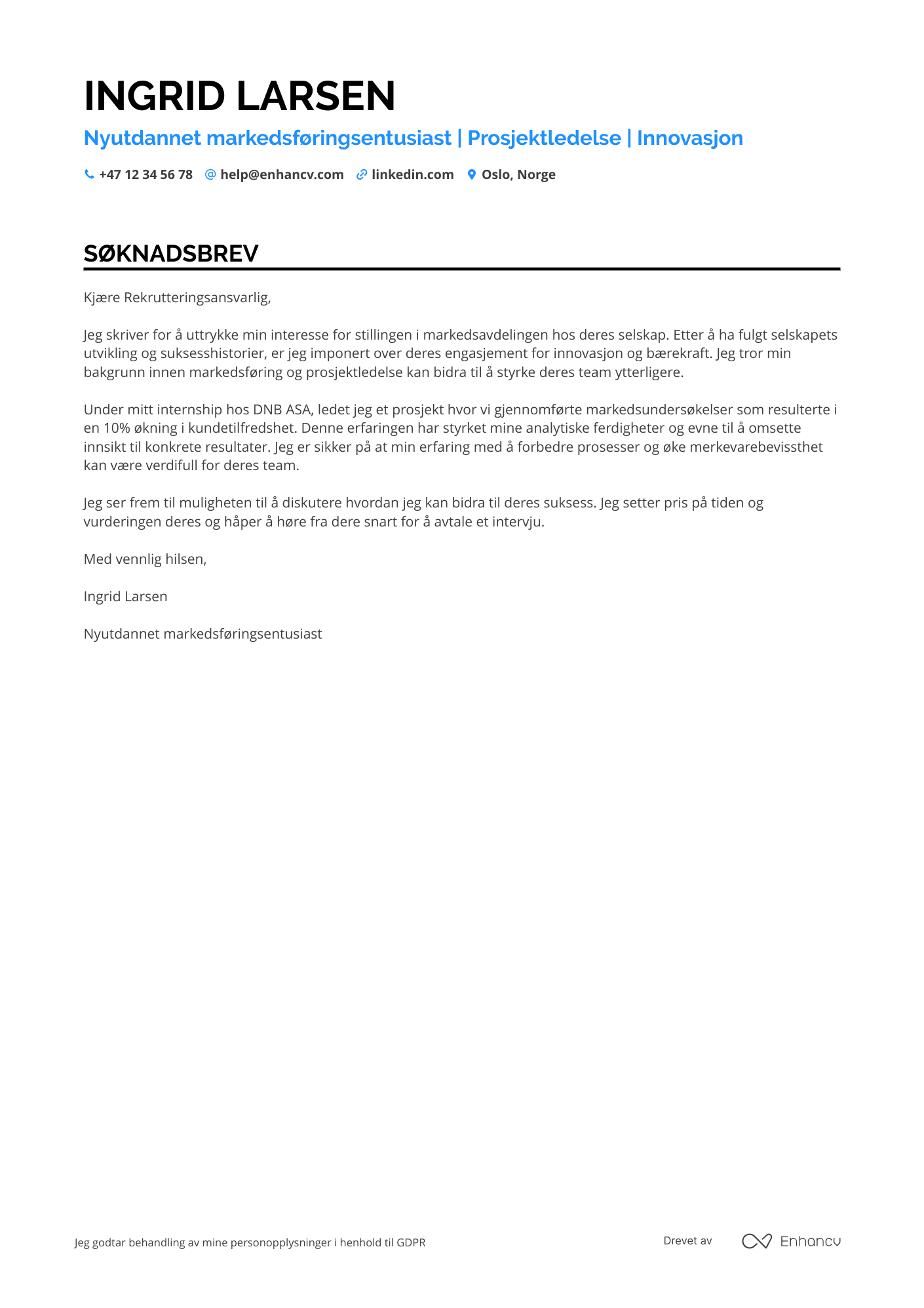 Nyutdannede Søknadsbrev