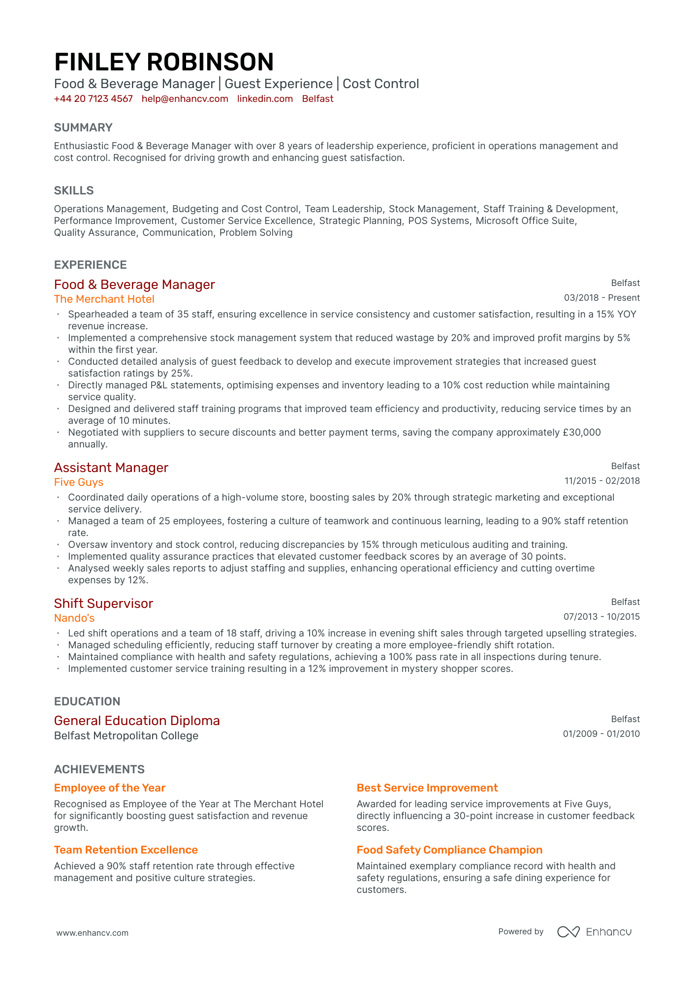 Fast Food CV Examples & Guide for 2025