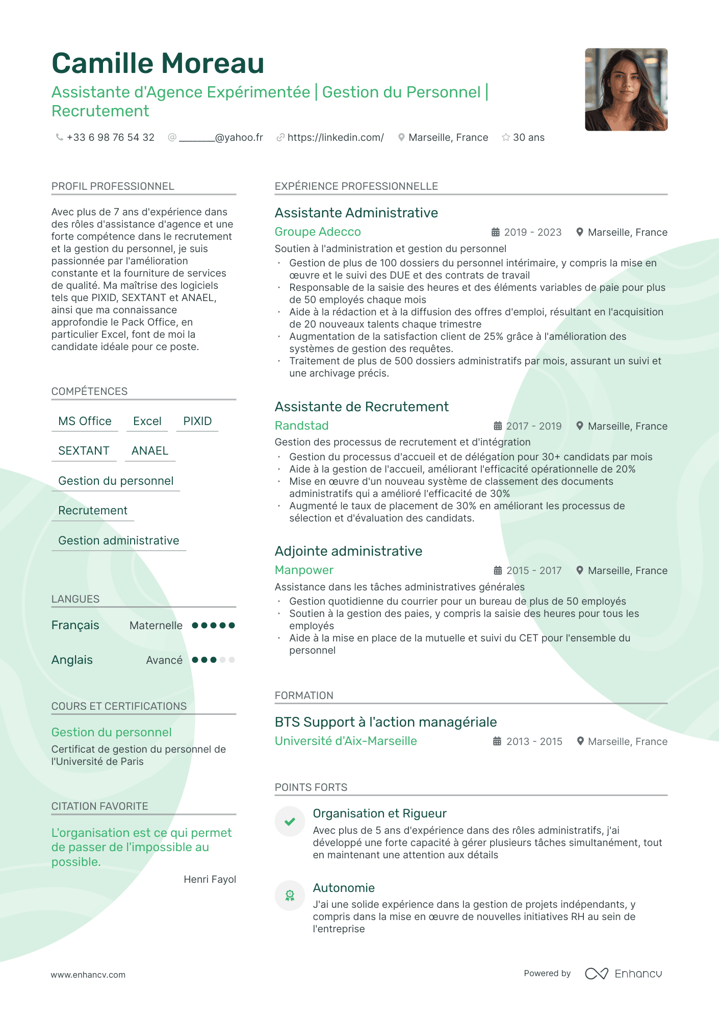 Cv Example Createurs Créateur de CV IA | Meilleur créateur de CV IA GPT | Enhancv