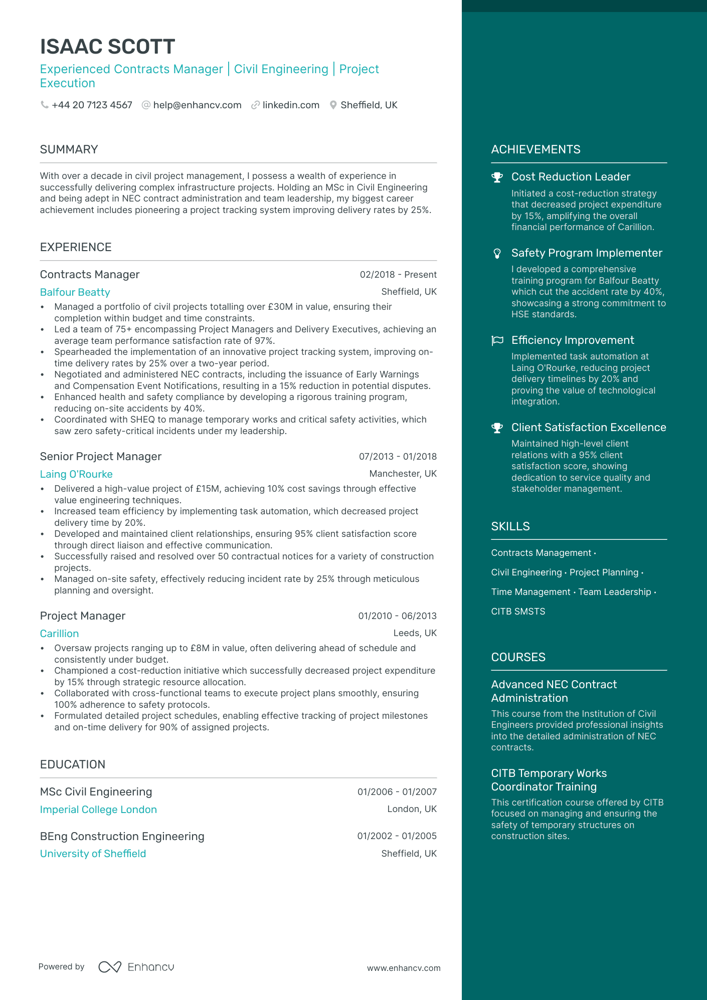 Contracts Manager CV Examples & Guide for 2025